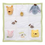 Disney Classic Winnie the Pooh Green and White, Hunny Pot and Bee's, Piglet, Tigger and Eeyore Tummy Time Play Mat - Squeaker, Crinkles and Chimes